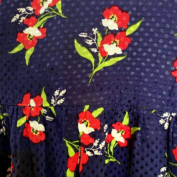 NWT w/Defects JILL Jill Stuart Midnight Navy Blue Jacquard Floral Tiered Dress - Picture 4 of 12